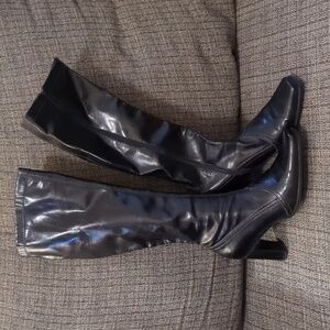 Franco Sarto Shiny Black Heeled Boots